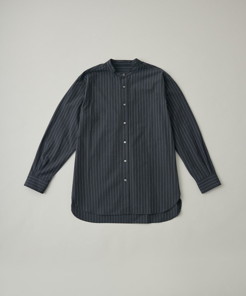 kuros'(クロス)の「【kuros’オリジナル】ストライプバンドカラーシャツ 日本製 UNISEX(シャツ/ブラウス・レディース・ブラック/ホワイト・SMALL/LARGE/MEDIUM/X-LARGE)」の10枚目の写真