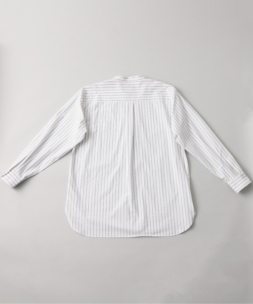 kuros'(クロス)の「【kuros’オリジナル】ストライプバンドカラーシャツ 日本製 UNISEX(シャツ/ブラウス・レディース・ブラック/ホワイト・SMALL/LARGE/MEDIUM/X-LARGE)」の13枚目の写真