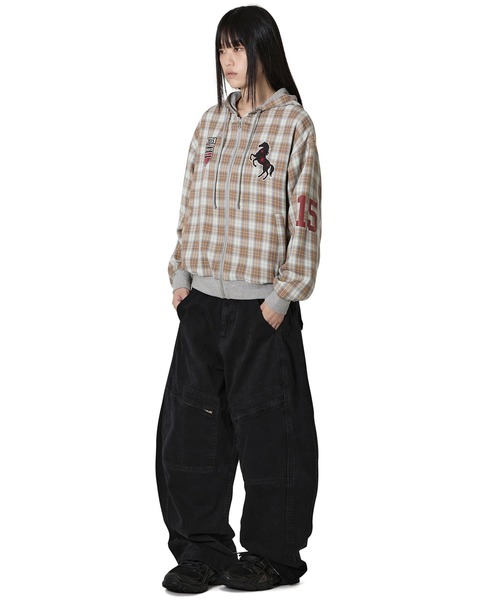 Openyard(オープンヤード)の「『Openyard/オープンヤード』REVERSIBLE CHECK HOODED JACKET/リバーシブルチェックフーディージャケット(パーカー・メンズ・ブラック/ベージュ・M/L)」の11枚目の写真