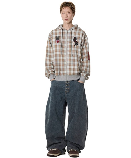 Openyard(オープンヤード)の「『Openyard/オープンヤード』REVERSIBLE CHECK HOODED JACKET/リバーシブルチェックフーディージャケット(パーカー・メンズ・ブラック/ベージュ・M/L)」の12枚目の写真