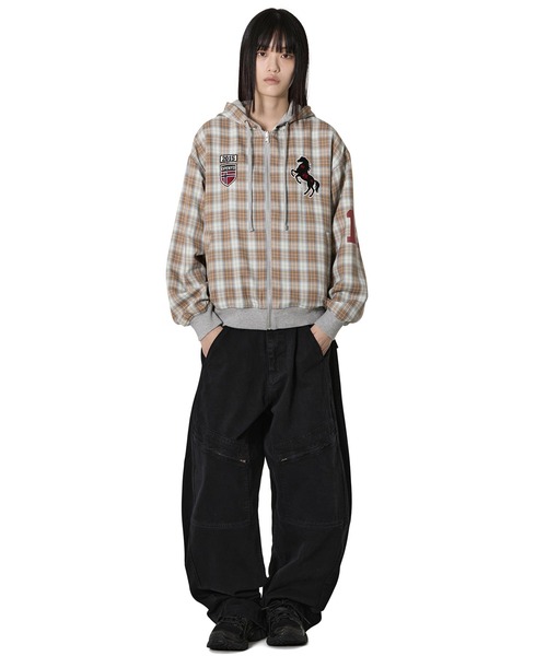 Openyard(オープンヤード)の「『Openyard/オープンヤード』REVERSIBLE CHECK HOODED JACKET/リバーシブルチェックフーディージャケット(パーカー・メンズ・ブラック/ベージュ・M/L)」の10枚目の写真