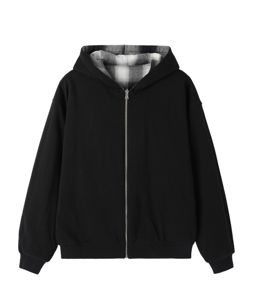 Openyard(オープンヤード)の「『Openyard/オープンヤード』REVERSIBLE CHECK HOODED JACKET/リバーシブルチェックフーディージャケット(パーカー・メンズ・ブラック/ベージュ・M/L)」の17枚目の写真