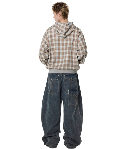 Openyard(オープンヤード)の「『Openyard/オープンヤード』REVERSIBLE CHECK HOODED JACKET/リバーシブルチェックフーディージャケット(パーカー・メンズ・ブラック/ベージュ・M/L)」の13枚目の写真