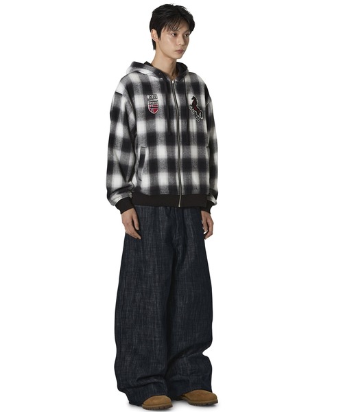 Openyard(オープンヤード)の「『Openyard/オープンヤード』REVERSIBLE CHECK HOODED JACKET/リバーシブルチェックフーディージャケット(パーカー・メンズ・ブラック/ベージュ・M/L)」の7枚目の写真