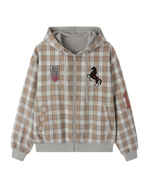 Openyard(オープンヤード)の「『Openyard/オープンヤード』REVERSIBLE CHECK HOODED JACKET/リバーシブルチェックフーディージャケット(パーカー・メンズ・ブラック/ベージュ・M/L)」の20枚目の写真