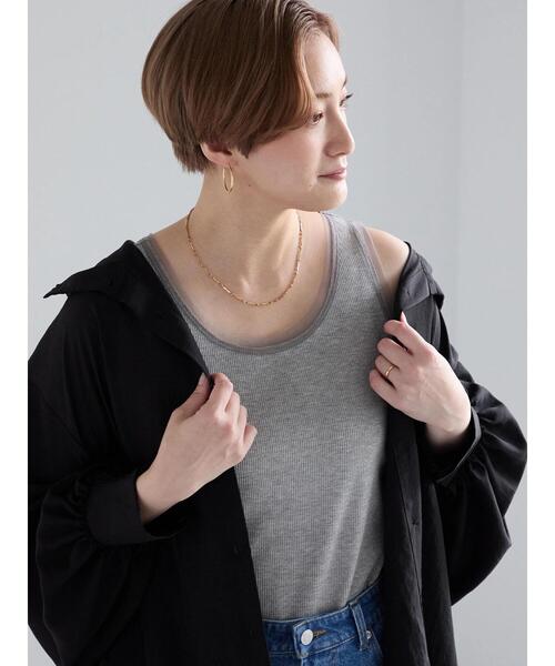 Te chichi(テチチ)の「チュールパイピングタンクトップ(タンクトップ・レディース・ブラック/オフホワイト/グレー・F)」の3枚目の写真