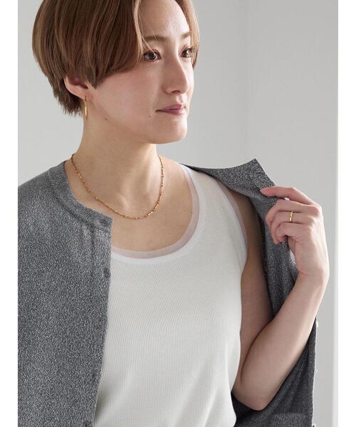 Te chichi(テチチ)の「チュールパイピングタンクトップ(タンクトップ・レディース・ブラック/オフホワイト/グレー・F)」の1枚目の写真