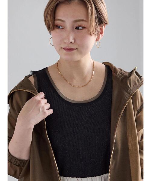 Te chichi(テチチ)の「チュールパイピングタンクトップ(タンクトップ・レディース・ブラック/オフホワイト/グレー・F)」の2枚目の写真