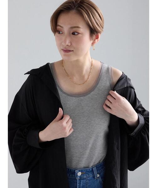 Te chichi(テチチ)の「チュールパイピングタンクトップ(タンクトップ・レディース・ブラック/オフホワイト/グレー・F)」の9枚目の写真