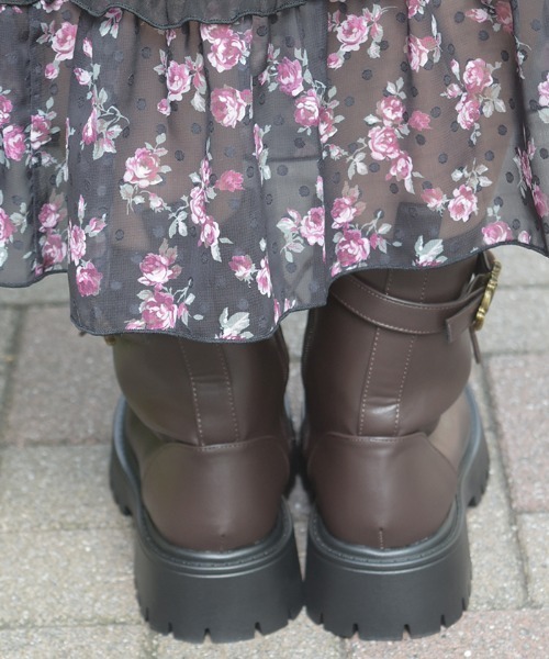 axes femme(アクシーズファム)の「ベルトデザインワークブーツ(ブーツ・レディース・ブラック/ダークブラウン・MEDIUM/LARGE)」の7枚目の写真