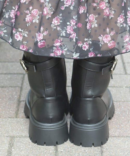axes femme(アクシーズファム)の「ベルトデザインワークブーツ(ブーツ・レディース・ブラック/ダークブラウン・MEDIUM/LARGE)」の10枚目の写真