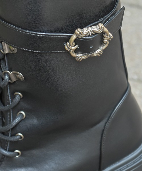 axes femme(アクシーズファム)の「ベルトデザインワークブーツ(ブーツ・レディース・ブラック/ダークブラウン・MEDIUM/LARGE)」の11枚目の写真