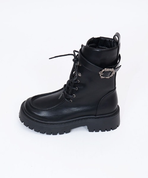 axes femme(アクシーズファム)の「ベルトデザインワークブーツ(ブーツ・レディース・ブラック/ダークブラウン・MEDIUM/LARGE)」の12枚目の写真