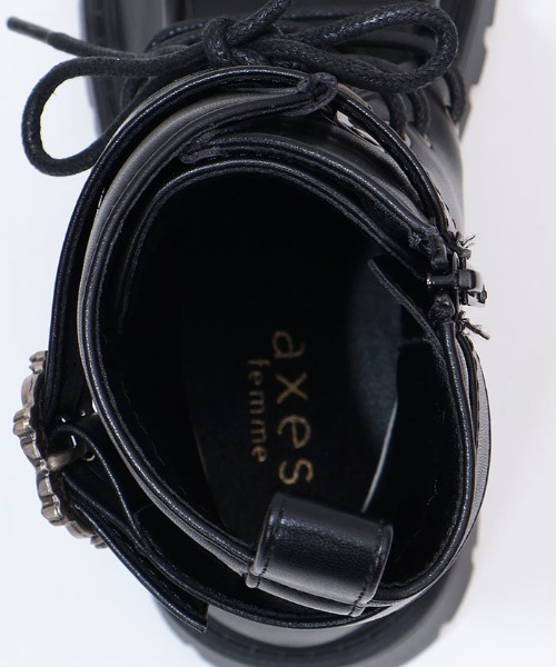 axes femme(アクシーズファム)の「ベルトデザインワークブーツ(ブーツ・レディース・ブラック/ダークブラウン・MEDIUM/LARGE)」の16枚目の写真