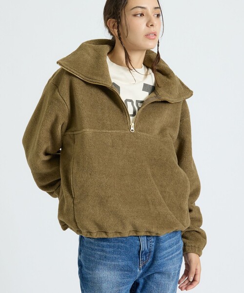 MICA&DEAL(マイカ&ディール)の「【MICA&DEAL/マイカアンドディール】フリース ジップ プルオーバー/長袖/ZIP(パーカー・レディース・グレー/カーキ/チャコールグレー・フリー)」の3枚目の写真