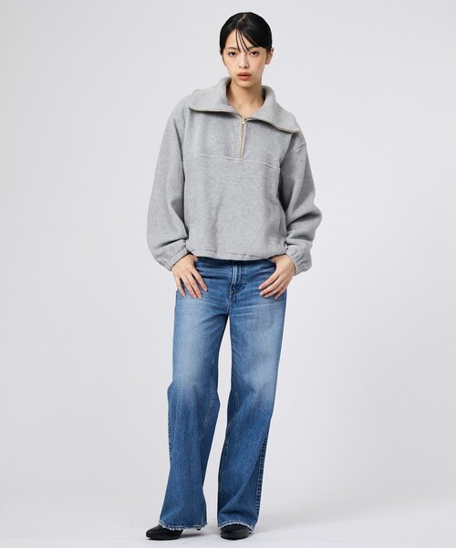 MICA&DEAL(マイカ&ディール)の「【MICA&DEAL/マイカアンドディール】フリース ジップ プルオーバー/長袖/ZIP(パーカー・レディース・グレー/カーキ/チャコールグレー・フリー)」の4枚目の写真