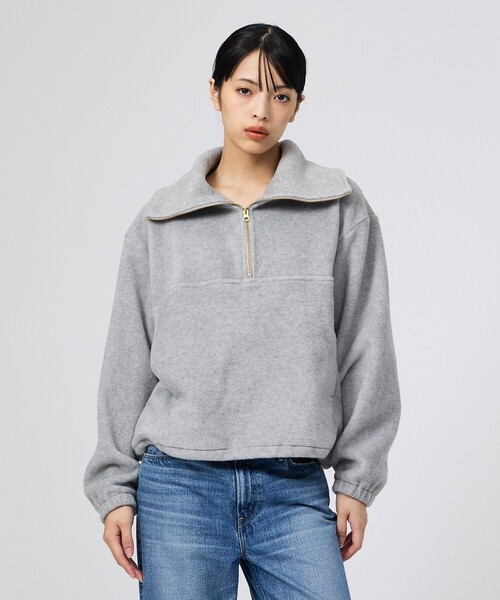 MICA&DEAL(マイカ&ディール)の「【MICA&DEAL/マイカアンドディール】フリース ジップ プルオーバー/長袖/ZIP(パーカー・レディース・グレー/カーキ/チャコールグレー・フリー)」の6枚目の写真