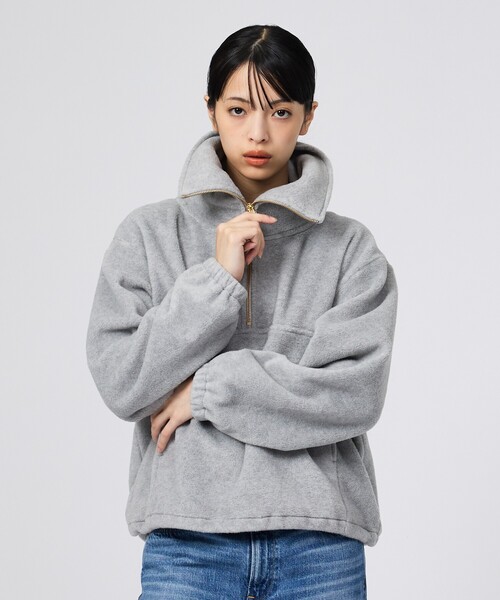 MICA&DEAL(マイカ&ディール)の「【MICA&DEAL/マイカアンドディール】フリース ジップ プルオーバー/長袖/ZIP(パーカー・レディース・グレー/カーキ/チャコールグレー・フリー)」の7枚目の写真