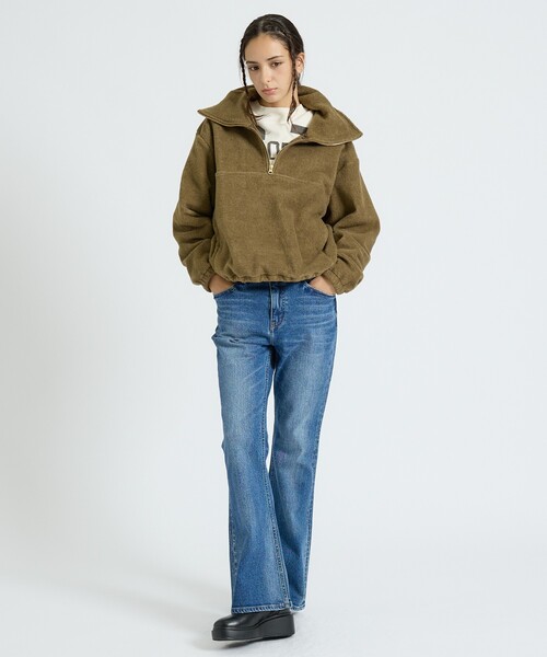 MICA&DEAL(マイカ&ディール)の「【MICA&DEAL/マイカアンドディール】フリース ジップ プルオーバー/長袖/ZIP(パーカー・レディース・グレー/カーキ/チャコールグレー・フリー)」の11枚目の写真