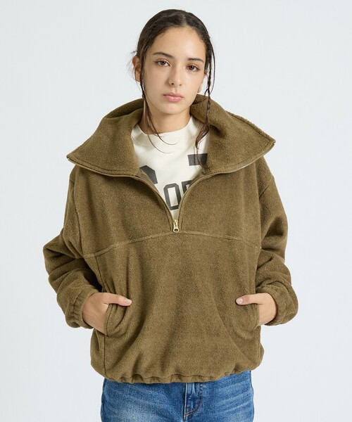 MICA&DEAL(マイカ&ディール)の「【MICA&DEAL/マイカアンドディール】フリース ジップ プルオーバー/長袖/ZIP(パーカー・レディース・グレー/カーキ/チャコールグレー・フリー)」の13枚目の写真