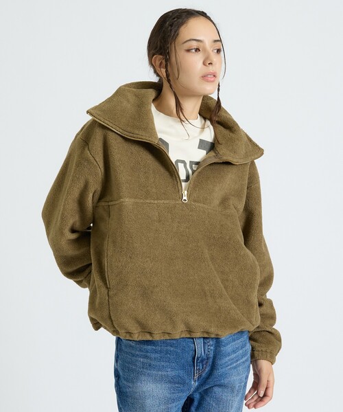 MICA&DEAL(マイカ&ディール)の「【MICA&DEAL/マイカアンドディール】フリース ジップ プルオーバー/長袖/ZIP(パーカー・レディース・グレー/カーキ/チャコールグレー・フリー)」の14枚目の写真
