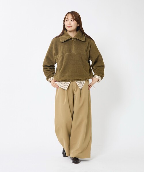 MICA&DEAL(マイカ&ディール)の「【MICA&DEAL/マイカアンドディール】フリース ジップ プルオーバー/長袖/ZIP(パーカー・レディース・グレー/カーキ/チャコールグレー・フリー)」の15枚目の写真