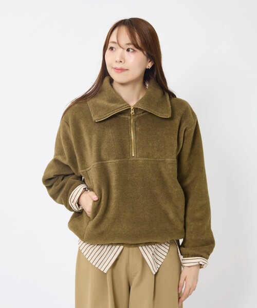 MICA&DEAL(マイカ&ディール)の「【MICA&DEAL/マイカアンドディール】フリース ジップ プルオーバー/長袖/ZIP(パーカー・レディース・グレー/カーキ/チャコールグレー・フリー)」の20枚目の写真