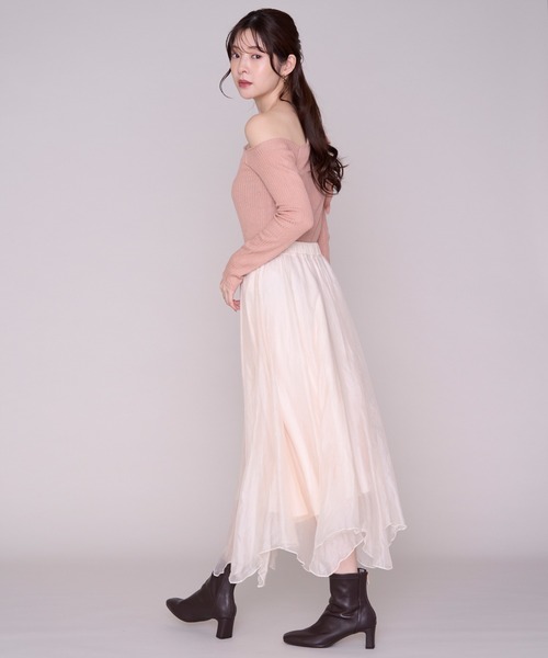 MISCH MASCH(ミッシュマッシュ)の「2026秋冬新作 ニュアンスイレヘムロングスカート(スカート・レディース・ピンク/パープル/ベージュ・フリ-)」の6枚目の写真