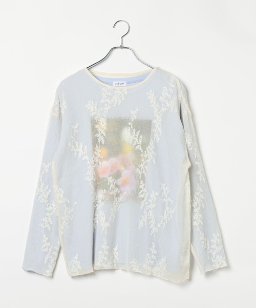 LEPSIM(レプシィム)の「シアープリーツ長袖プリント《2点セット》1074972(Tシャツ/カットソー・レディース・ブラック/ライトブルー/オフホワイト・FREE)」の1枚目の写真