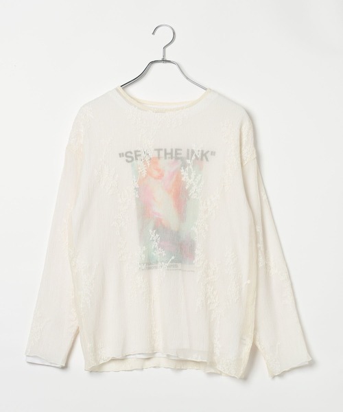 LEPSIM(レプシィム)の「シアープリーツ長袖プリント《2点セット》1074972(Tシャツ/カットソー・レディース・ブラック/ライトブルー/オフホワイト・FREE)」の2枚目の写真