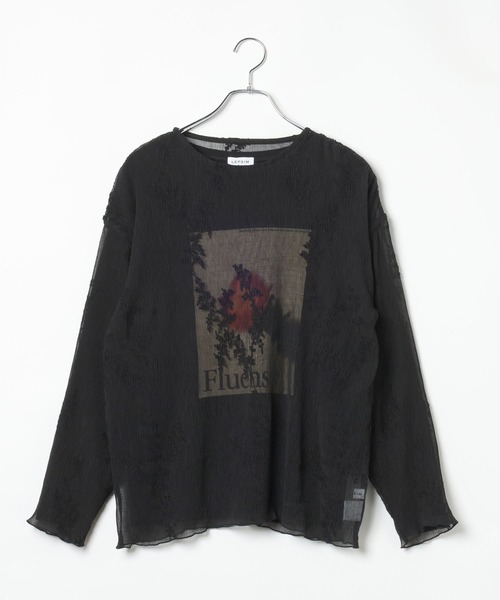 LEPSIM(レプシィム)の「シアープリーツ長袖プリント《2点セット》1074972(Tシャツ/カットソー・レディース・ブラック/ライトブルー/オフホワイト・FREE)」の3枚目の写真