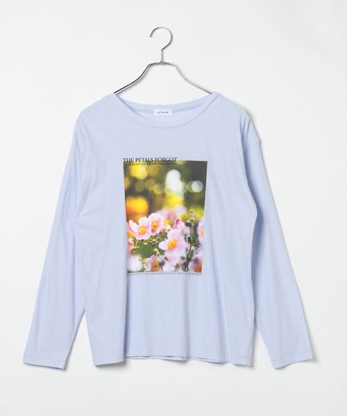 LEPSIM(レプシィム)の「シアープリーツ長袖プリント《2点セット》1074972(Tシャツ/カットソー・レディース・ブラック/ライトブルー/オフホワイト・FREE)」の4枚目の写真