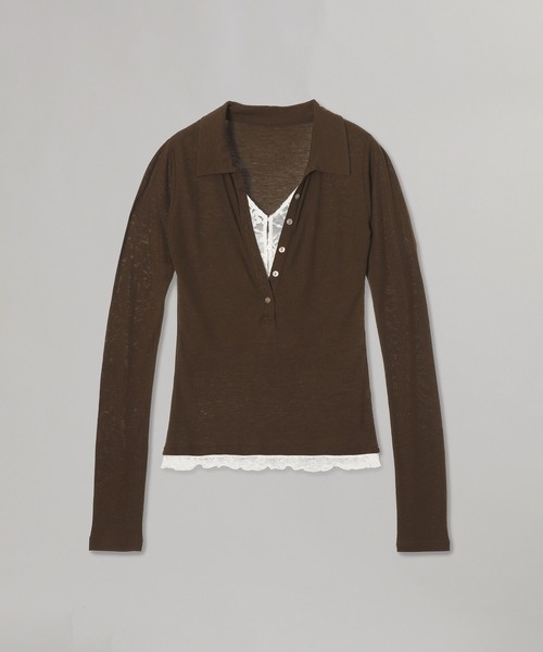 forget-me-nots(フォーゲットミーノッツ)の「LAYERED POLO FMN-26AW-CS001(シャツ/ブラウス・レディース・グレー/ブラウン・FREE)」の7枚目の写真