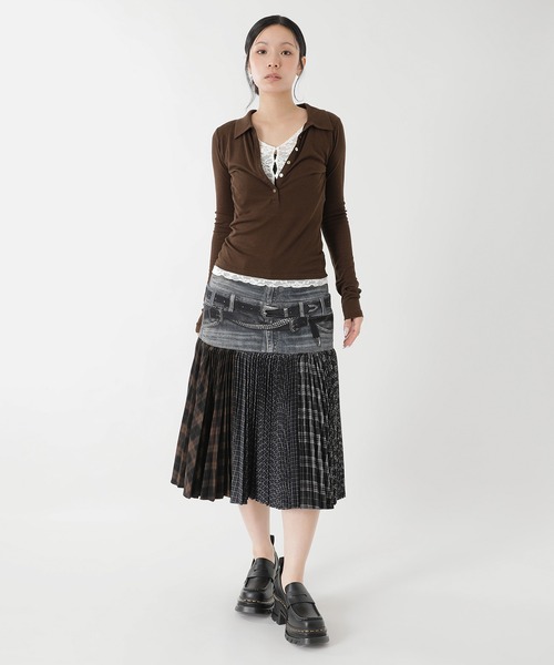 forget-me-nots(フォーゲットミーノッツ)の「LAYERED POLO FMN-26AW-CS001(シャツ/ブラウス・レディース・グレー/ブラウン・FREE)」の3枚目の写真