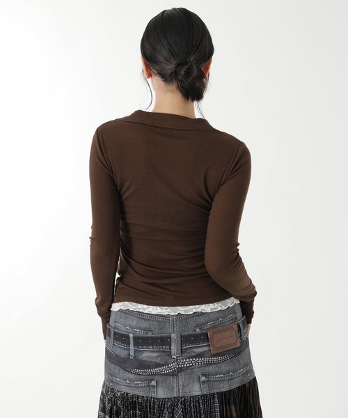 forget-me-nots(フォーゲットミーノッツ)の「LAYERED POLO FMN-26AW-CS001(シャツ/ブラウス・レディース・グレー/ブラウン・FREE)」の5枚目の写真
