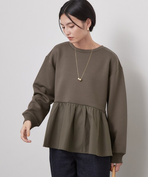 OPAQUE.CLIP(オペークドットクリップ)の「ペプラムドッキングトップス【洗濯機OK】(Tシャツ/カットソー・レディース・グレー/ブラック/ブラウン系その他/ライトブルー・38/42/40)」の3枚目の写真