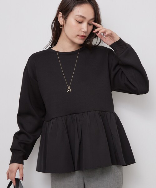 OPAQUE.CLIP(オペークドットクリップ)の「ペプラムドッキングトップス【洗濯機OK】(Tシャツ/カットソー・レディース・グレー/ブラック/ブラウン系その他/ライトブルー・38/42/40)」の2枚目の写真
