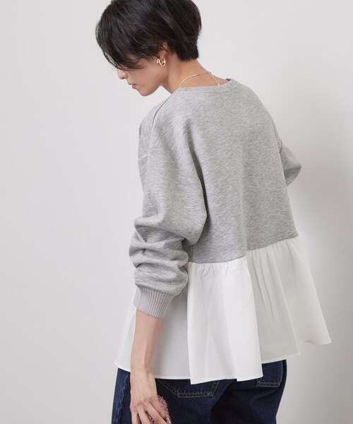 OPAQUE.CLIP(オペークドットクリップ)の「ペプラムドッキングトップス【洗濯機OK】(Tシャツ/カットソー・レディース・グレー/ブラック/ブラウン系その他/ライトブルー・38/42/40)」の9枚目の写真