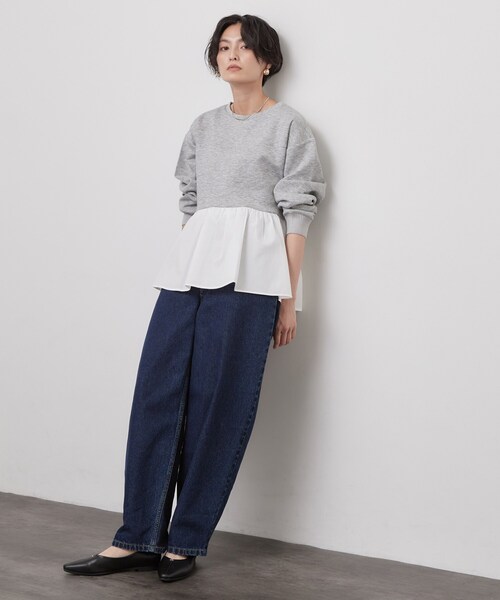 OPAQUE.CLIP(オペークドットクリップ)の「ペプラムドッキングトップス【洗濯機OK】(Tシャツ/カットソー・レディース・グレー/ブラック/ブラウン系その他/ライトブルー・38/42/40)」の8枚目の写真