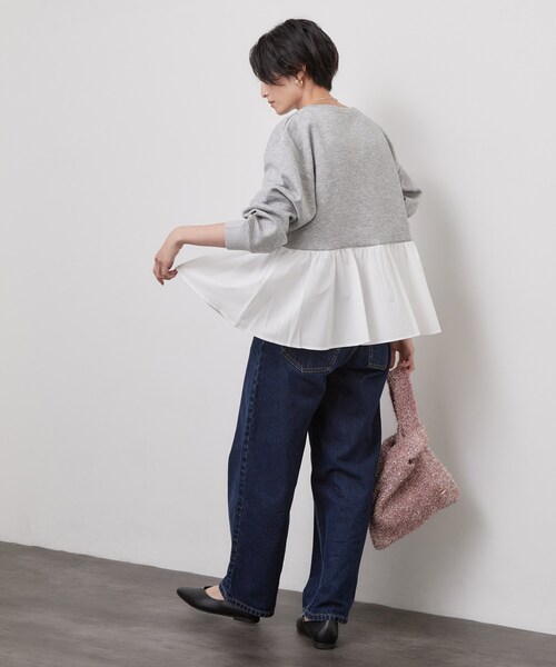 OPAQUE.CLIP(オペークドットクリップ)の「ペプラムドッキングトップス【洗濯機OK】(Tシャツ/カットソー・レディース・グレー/ブラック/ブラウン系その他/ライトブルー・38/42/40)」の7枚目の写真