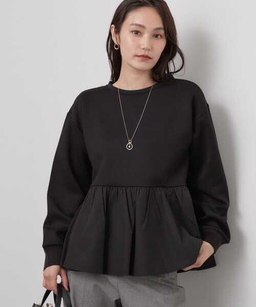 OPAQUE.CLIP(オペークドットクリップ)の「ペプラムドッキングトップス【洗濯機OK】(Tシャツ/カットソー・レディース・グレー/ブラック/ブラウン系その他/ライトブルー・38/42/40)」の6枚目の写真
