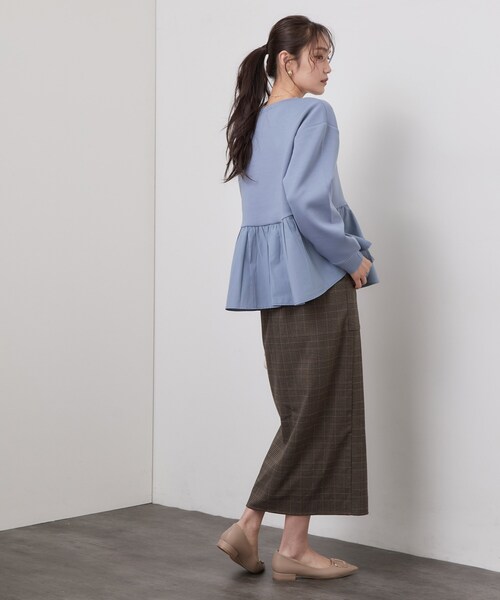 OPAQUE.CLIP(オペークドットクリップ)の「ペプラムドッキングトップス【洗濯機OK】(Tシャツ/カットソー・レディース・グレー/ブラック/ブラウン系その他/ライトブルー・38/42/40)」の18枚目の写真