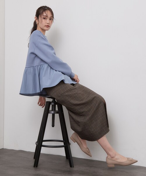 OPAQUE.CLIP(オペークドットクリップ)の「ペプラムドッキングトップス【洗濯機OK】(Tシャツ/カットソー・レディース・グレー/ブラック/ブラウン系その他/ライトブルー・38/42/40)」の19枚目の写真