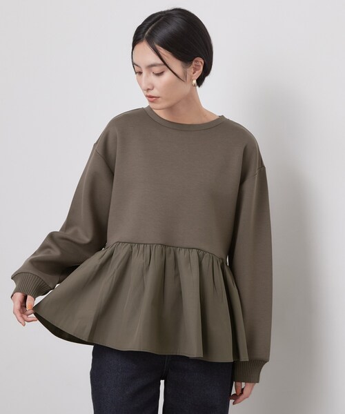 OPAQUE.CLIP(オペークドットクリップ)の「ペプラムドッキングトップス【洗濯機OK】(Tシャツ/カットソー・レディース・グレー/ブラック/ブラウン系その他/ライトブルー・38/42/40)」の21枚目の写真