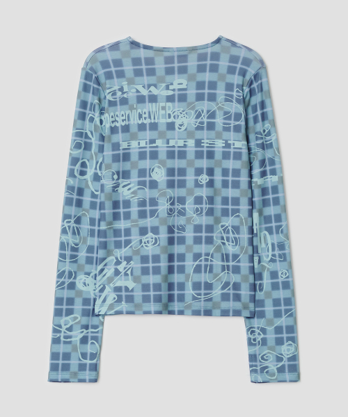 TYPESERVICE（タイプサービス）の「スケッチグリッドトップ[ブルー]（Tシャツ/カットソー・レディース・その他・FREE）」の3枚目の写真