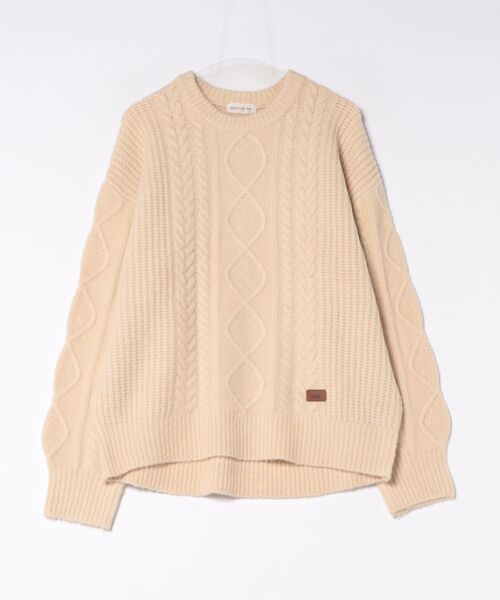apres jour clair(アプレジュールクレア)の「【apres jour clair】パッチワークケーブルニット(ニット/セーター・レディース・ネイビー/アイボリー/ボルドー/グリーン・X-LARGE/フリー)」の9枚目の写真