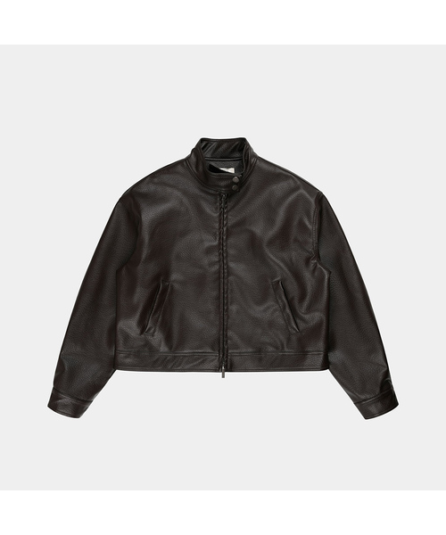 PIGMENT(ピグメント)の「クラックレザーハイネックジャケット (KYJP2606009)(ライダースジャケット・レディース・ブラック/ダークブラウン・FREE)」の1枚目の写真