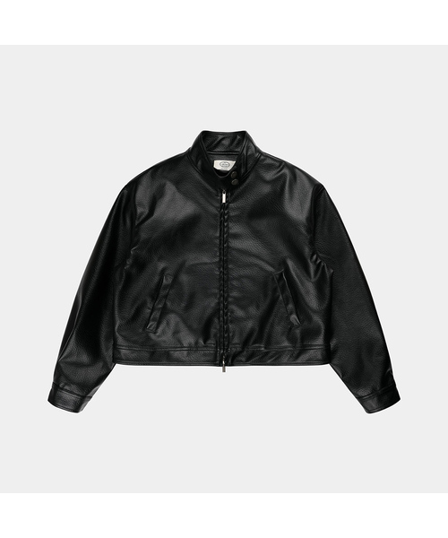 PIGMENT(ピグメント)の「クラックレザーハイネックジャケット (KYJP2606009)(ライダースジャケット・レディース・ブラック/ダークブラウン・FREE)」の2枚目の写真
