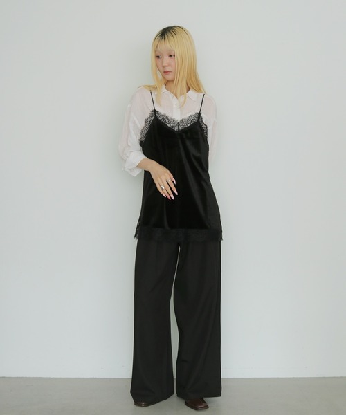 cheriella（シェリエラ）の「【cheriella】ベロアレースキャミソール　VELOUR LACE CAMISOLE（キャミソール・レディース・チャコールグレー/ブラック/ブラウン・FREE）」の6枚目の写真