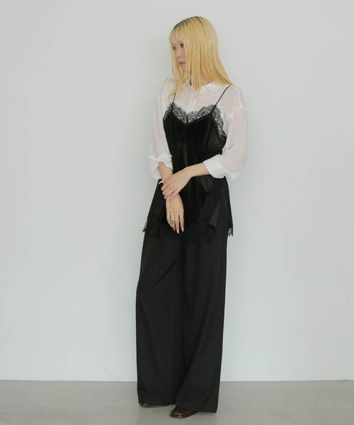 cheriella（シェリエラ）の「【cheriella】ベロアレースキャミソール　VELOUR LACE CAMISOLE（キャミソール・レディース・チャコールグレー/ブラック/ブラウン・FREE）」の7枚目の写真
